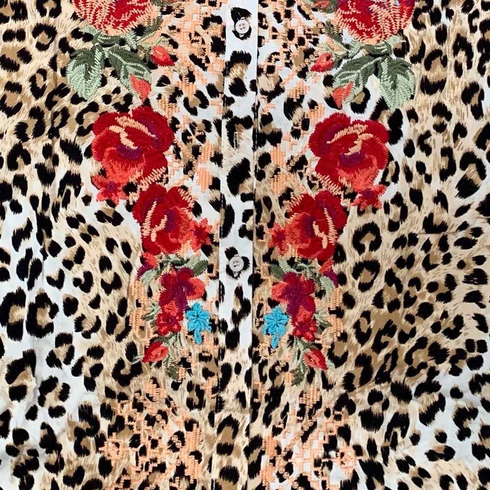 Leopard Floral Embroidered Boho Maxi Dress Duster - Picture 9 of 12